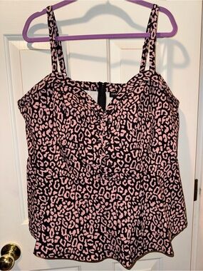 Pin up Torrid Pink and Black Leopard Print peplum top